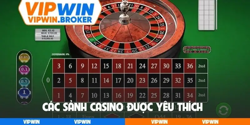 Các sảnh casino được yêu thích