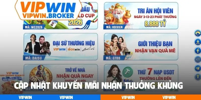 Cập nhật khuyến mãi nhận thưởng khủng
