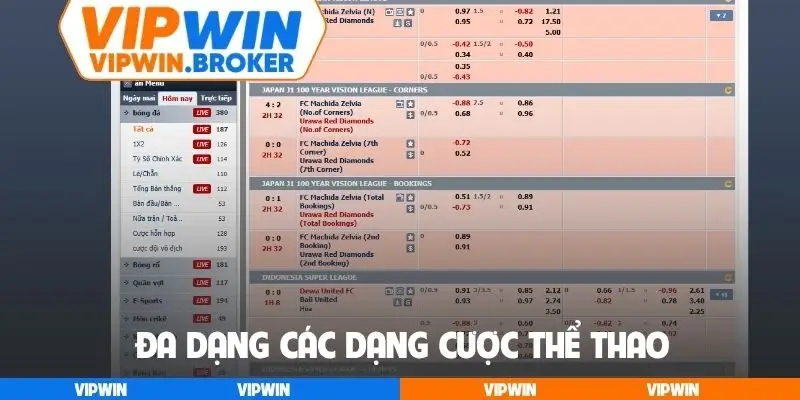 Đa dạng các dạng cược thể thao