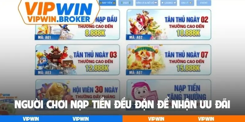 Người chơi nạp tiền đều đặn để nhận ưu đãi hấp dẫn