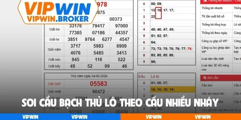 Soi cầu bạch thủ lô theo cầu nhiều nháy